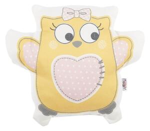 Žlutý dětský polštářek s příměsí bavlny Mike & Co. NEW YORK Pillow Toy Owl, 32 x 26 cm