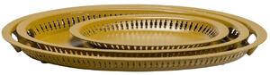 Hoorns Set tří žlutých kovových podnosů Fudge 52/46/31 x 50/33/23 cm