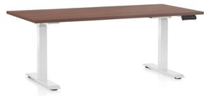 Výškově nastavitelný stůl OfficeTech C, 160 x 80 cm, bílá podnož, ořech