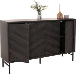 Píborník HWC-M50, skí komoda vysoká píborník, 94x151x40cm tmav edá