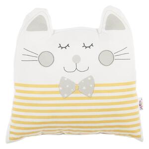Žlutý dětský polštářek s příměsí bavlny Mike & Co. NEW YORK Pillow Toy Big Cat, 29 x 29 cm