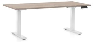 Výškově nastavitelný stůl OfficeTech C, 160 x 80 cm, bílá podnož, dub