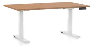 Výškově nastavitelný stůl OfficeTech D, 120 x 80 cm, bílá podnož, buk