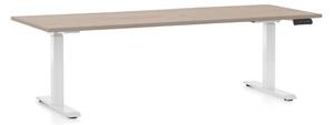 Výškově nastavitelný stůl OfficeTech C, 200 x 80 cm, bílá podnož, dub