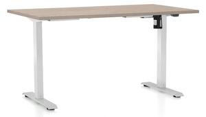 Výškově nastavitelný stůl OfficeTech A, 120 x 80 cm, bílá podnož, dub