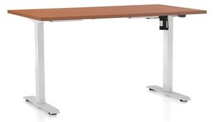 Výškově nastavitelný stůl OfficeTech A, 120 x 80 cm, bílá podnož, třešeň