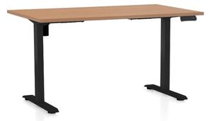 Výškově nastavitelný stůl OfficeTech B, 120 x 80 cm, černá podnož, buk