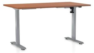 Výškově nastavitelný stůl OfficeTech A, 120 x 80 cm, šedá podnož, třešeň