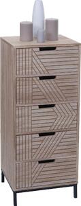Komoda HWC-N90, skíka highboard, 3D design 5 zásuvek dřevo kov 84x35x29cm píroda