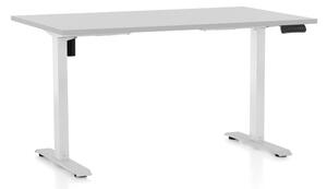 Výškově nastavitelný stůl OfficeTech B, 120 x 80 cm, bílá podnož, světle šedá