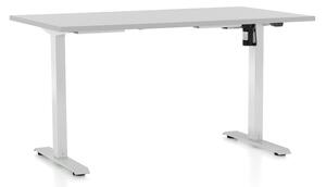 Výškově nastavitelný stůl OfficeTech A, 120 x 80 cm, bílá podnož, světle šedá