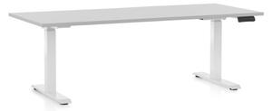 Výškově nastavitelný stůl OfficeTech C, 180 x 80 cm, bílá podnož, světle šedá