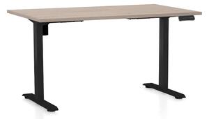 Výškově nastavitelný stůl OfficeTech B, 120 x 80 cm, černá podnož, dub