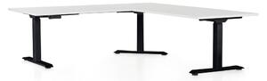 Výškově nastavitelný stůl OfficeTech Angle, 180 x 200 cm, černá podnož, bílá