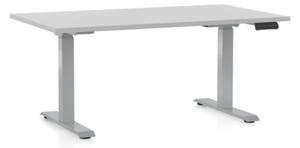Výškově nastavitelný stůl OfficeTech D, 120 x 80 cm, šedá podnož, světle šedá