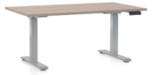 Výškově nastavitelný stůl OfficeTech D, 120 x 80 cm, šedá podnož, dub