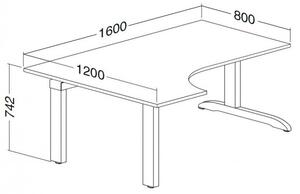 Ergonomický stůl ProOffice C 180 x 120 cm, levý