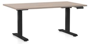 Výškově nastavitelný stůl OfficeTech C, 120 x 80 cm, černá podnož, dub