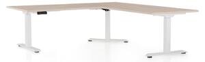 Výškově nastavitelný stůl OfficeTech Angle, 180 x 200 cm, bílá podnož, dub