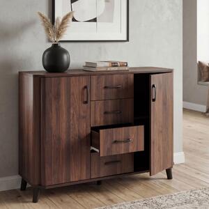 Komoda HWC-P42, píborník, 4 zásuvky, 2 dvíka, MDF 92 x 120 x 40 cm vzhled oechu