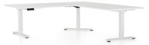 Výškově nastavitelný stůl OfficeTech Angle, 180 x 200 cm, bílá podnož, bílá