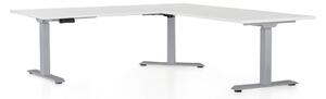 Výškově nastavitelný stůl OfficeTech Angle, 180 x 200 cm, šedá podnož, bílá