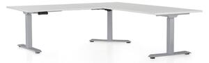 Výškově nastavitelný stůl OfficeTech Angle, 180 x 200 cm, šedá podnož, světle šedá