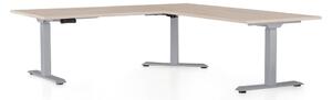 Výškově nastavitelný stůl OfficeTech Angle, 180 x 200 cm, šedá podnož, dub