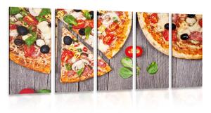 5-dílný obraz pizza