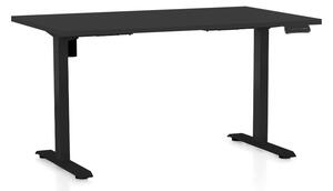 Výškově nastavitelný stůl OfficeTech B, 140 x 80 cm, černá podnož, černá