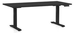 Výškově nastavitelný stůl OfficeTech D, 160 x 80 cm, černá podnož, černá