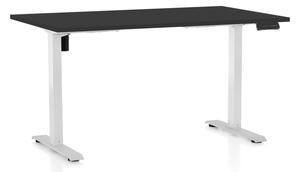 Výškově nastavitelný stůl OfficeTech B, 140 x 80 cm, bílá podnož, černá