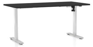 Výškově nastavitelný stůl OfficeTech A, 160 x 80 cm, bílá podnož, černá