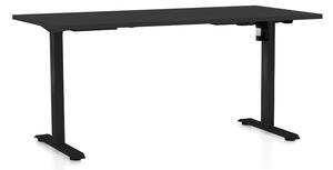 Výškově nastavitelný stůl OfficeTech A, 160 x 80 cm, černá podnož, černá