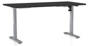 Výškově nastavitelný stůl OfficeTech A, 160 x 80 cm, šedá podnož, černá