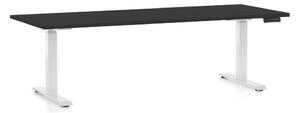 Výškově nastavitelný stůl OfficeTech C, 200 x 80 cm, bílá podnož, černá