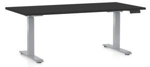Výškově nastavitelný stůl OfficeTech D, 160 x 80 cm, šedá podnož, černá
