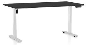 Výškově nastavitelný stůl OfficeTech B, 160 x 80 cm, bílá podnož, černá