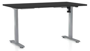 Výškově nastavitelný stůl OfficeTech A, 140 x 80 cm, šedá podnož, černá