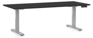 Výškově nastavitelný stůl OfficeTech D, 180 x 80 cm, šedá podnož, černá