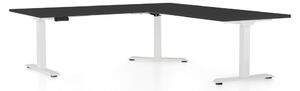 Výškově nastavitelný stůl OfficeTech Angle, 180 x 200 cm, bílá podnož, černá