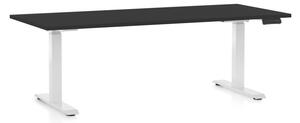 Výškově nastavitelný stůl OfficeTech D, 180 x 80 cm, bílá podnož, černá