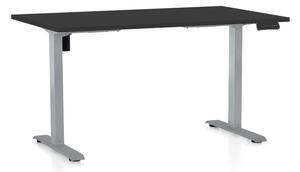 Výškově nastavitelný stůl OfficeTech B, 140 x 80 cm, šedá podnož, černá