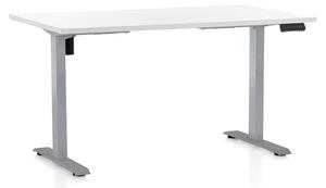 Výškově nastavitelný stůl OfficeTech B, 120 x 80 cm, šedá podnož, bílá