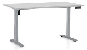 Výškově nastavitelný stůl OfficeTech B, 120 x 80 cm, šedá podnož, světle šedá