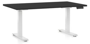 Výškově nastavitelný stůl OfficeTech D, 140 x 80 cm, bílá podnož, černá