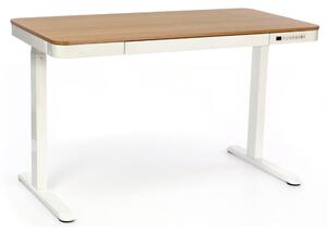 Výškově nastavitelný stůl OfficeTech 3, 120 x 60 cm, bílá / dub