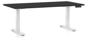 Výškově nastavitelný stůl OfficeTech D, 160 x 80 cm, bílá podnož, černá