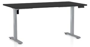 Výškově nastavitelný stůl OfficeTech B, 160 x 80 cm, šedá podnož, černá