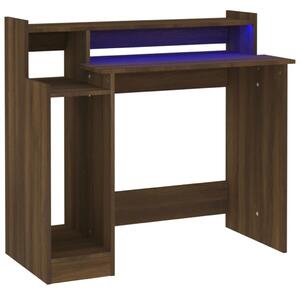 Psací stůl s LED světly hnědý dub 97x45x90 cm kompozitní dřevo